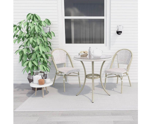 FRIEDA ROUND OUTDOOR DINING TABLE - WHITE