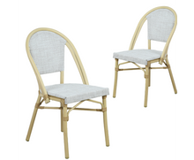 ARDEN (SET OF 2) ALUMINIUM OUTDOOR DINING CHAIR - WHITE & NATURAL