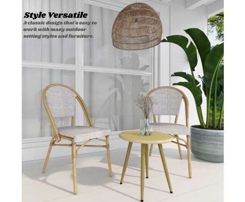 ARDEN (SET OF 2) ALUMINIUM OUTDOOR DINING CHAIR - WHITE & NATURAL