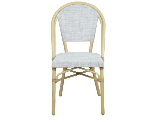 ARDEN (SET OF 2) ALUMINIUM OUTDOOR DINING CHAIR - WHITE & NATURAL
