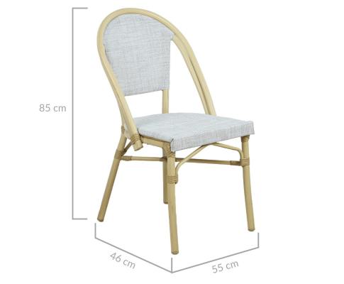 ARDEN (SET OF 2) ALUMINIUM OUTDOOR DINING CHAIR - WHITE & NATURAL