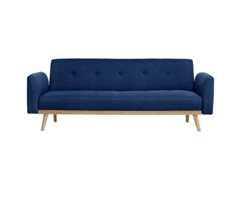 MAKYNLEE 3 SEATER FABRIC FOLDABLE SOFA BED - BLUE