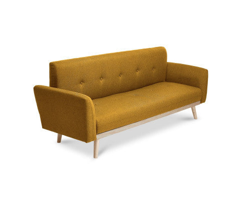 MAKYNLEE 3 SEATER FABRIC FOLDABLE SOFA BED - YELLOW