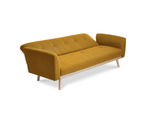 MAKYNLEE 3 SEATER FABRIC FOLDABLE SOFA BED - YELLOW