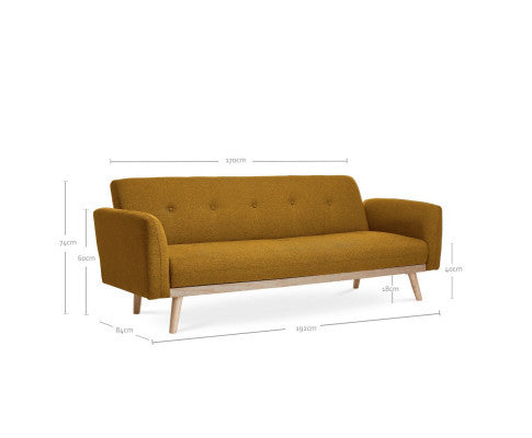 MAKYNLEE 3 SEATER FABRIC FOLDABLE SOFA BED - YELLOW