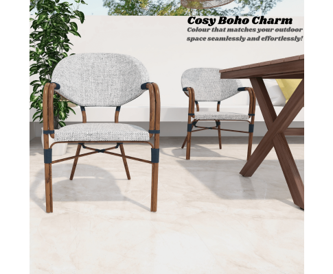 AIDEEN (SET OF 4) OUTDOOR DINING CHAIR - BROWN