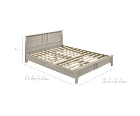QUEEN HILTON WOODEN BED FRAME - WHITE WASH