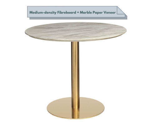 THYLER ROUND DINING TABLE WITH MARBLE TOP - GOLD