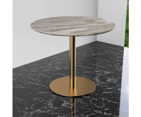 THYLER ROUND DINING TABLE WITH MARBLE TOP - GOLD
