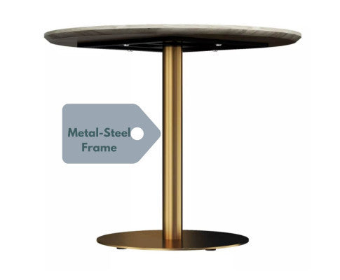 THYLER ROUND DINING TABLE WITH MARBLE TOP - GOLD