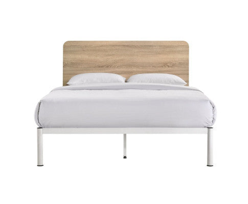 KING YARDLEY BED FRAME - WHITE & NATURAL OAK