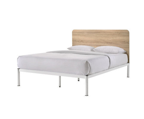 KING YARDLEY BED FRAME - WHITE & NATURAL OAK