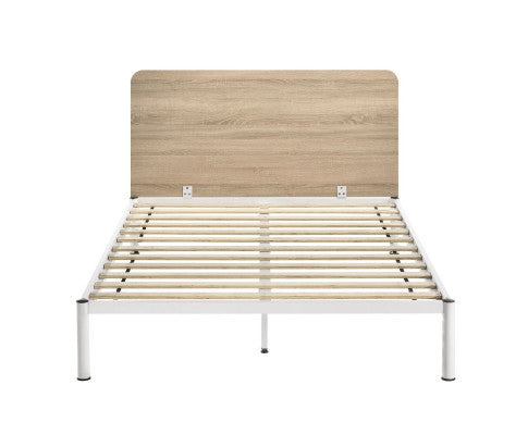 KING YARDLEY BED FRAME - WHITE & NATURAL OAK