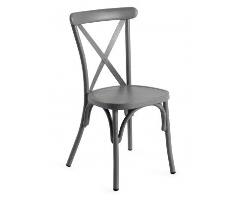 BLYTHE (SET OF 2) RETRO ALUMINIUM CROSS BACK CHAIR - GREY