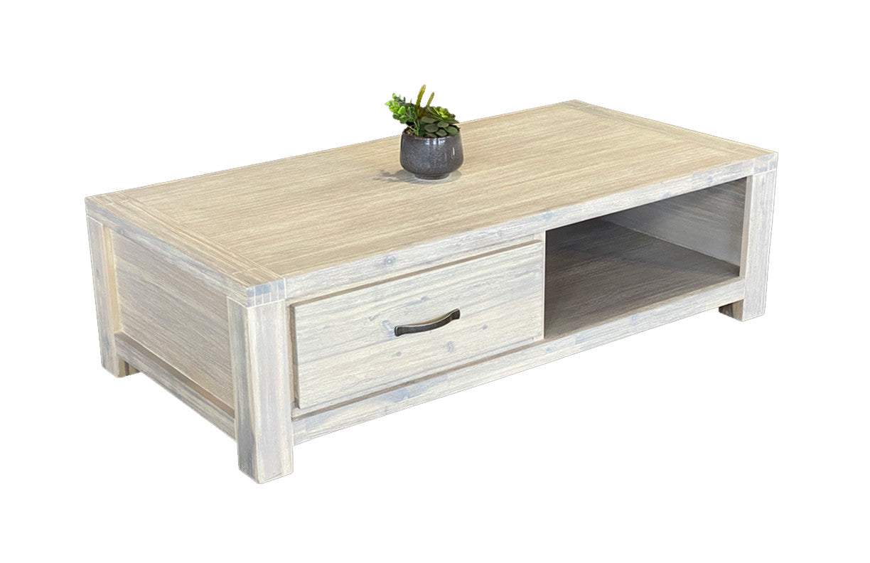 VALERIE COFFEE TABLE - 400(H) x 1400(W) - WHITEWASH