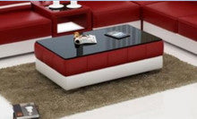 PAULINA COFFEE TABLE (VC46) - LEATHERETTE + TEMPERED GLASS - 1200(W) x 700(D) - ASSORTED COLOURS