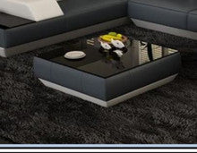 FINGO COFFEE TABLE (VC40) LEATHERETTE + TEMPERED GLASS - 800(W) X 800(D) - ASSORTED COLOURS
