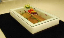BIANCA COFFEE TABLE (VC51) - LEATHERETTE + TEMPERED GLASS - ASSORTED COLOURS