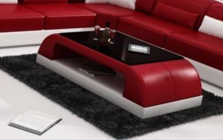 PAULINA COFFEE TABLE (VC42B) - LEATHERETTE + TEMPERED GLASS -1200(W) x 700(D) - ASSORTED COLOURS