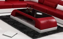 PAULINA COFFEE TABLE (VC42B) - LEATHERETTE + TEMPERED GLASS -1200(W) x 700(D) - ASSORTED COLOURS