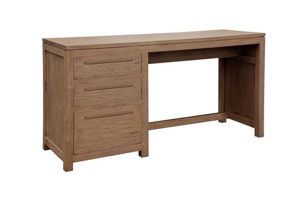 VENICE 3 DRAWER - 1500(W) X 500(D) HARDWOOD DESK - NATURAL TEAK