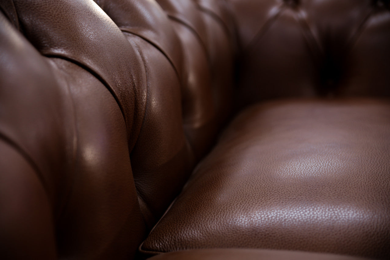 CAMBRIDGE 3 SEATER LEATHER SOFA - BUTTERSCOTCH