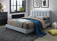 DOUBLE YOLANDA LINEN FABRIC BED FRAME WITH LOW END FOOTBOARD - GREY