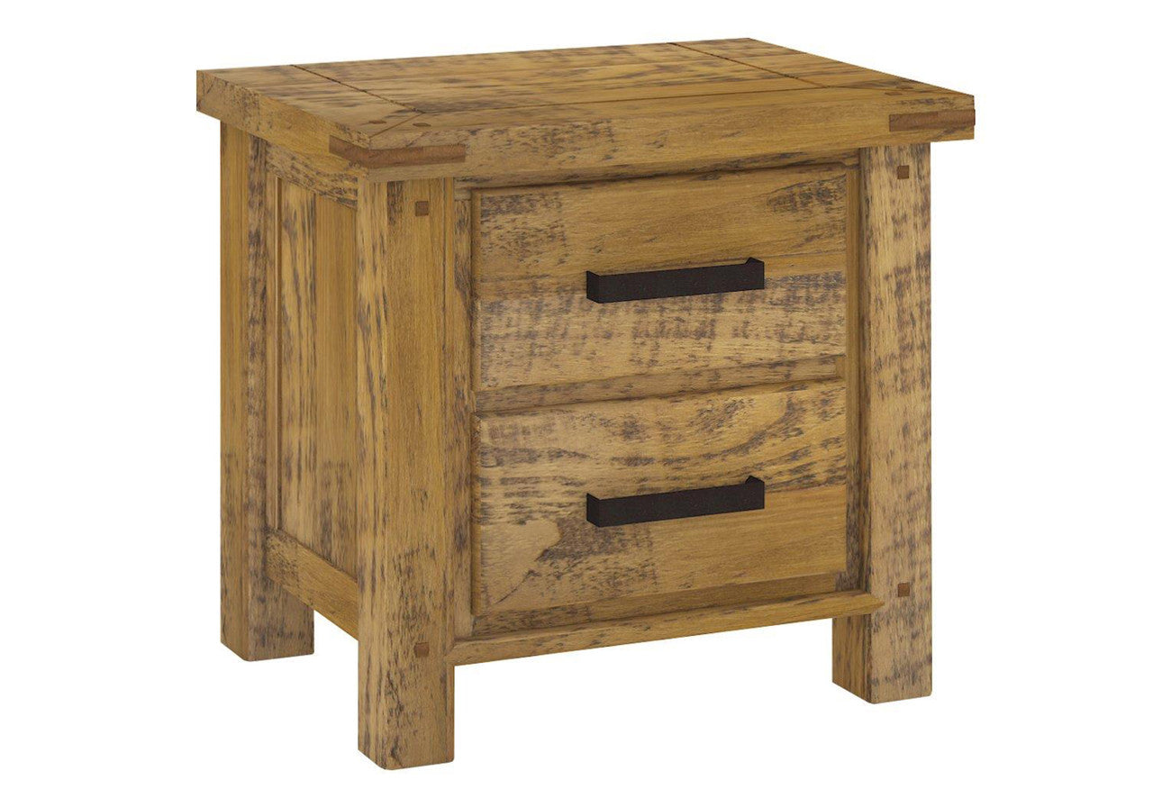 HOUSTON QUEEN 5 PIECE (DRESSER) BEDROOM SUITE WITH 2 UNDER BED DRAWERS - RUSTIC OAK