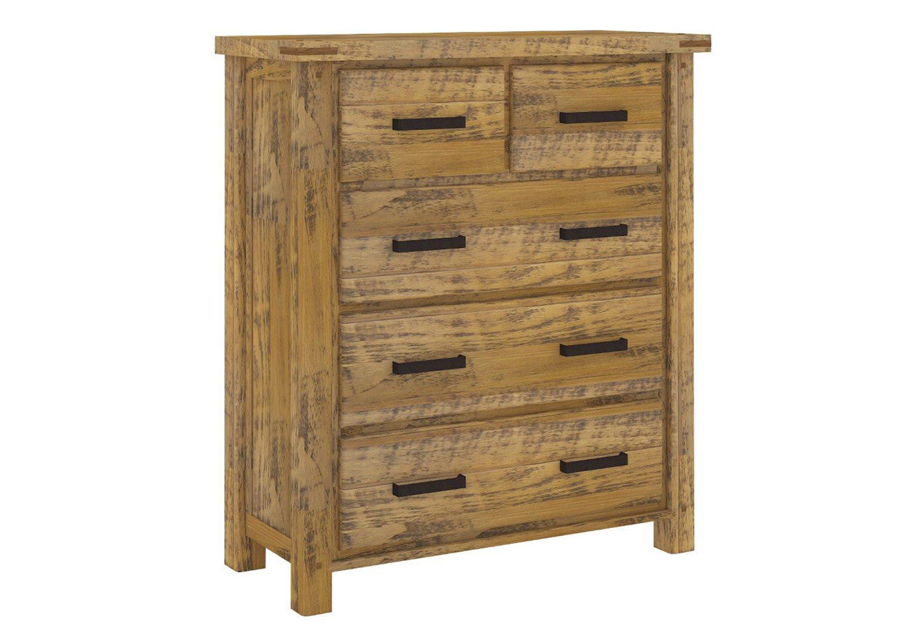 HOUSTON KING 4 PIECE (TALLBOY) BEDROOM SUITE - RUSTIC OAK