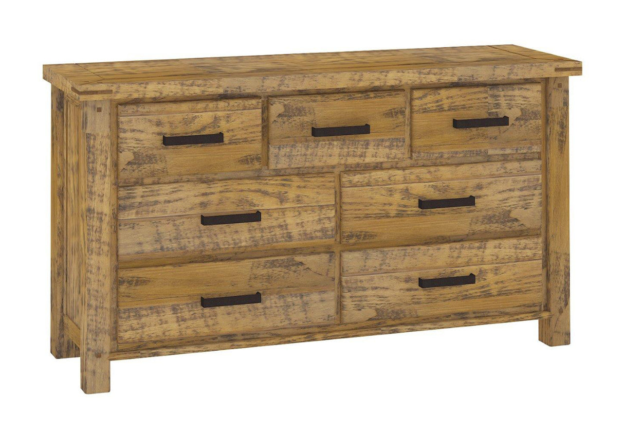 HOUSTON QUEEN 5 PIECE (DRESSER) BEDROOM SUITE WITH 2 UNDER BED DRAWERS - RUSTIC OAK