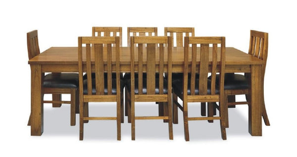 RADIUS (VTO-009) 7 PIECE DINING SETTING WITH LEATHERETTE UPHOLSTERED SEAT (20-15-19-3-1-14-1) - 1900(L) X 1000(W) - GOLDEN WALNUT