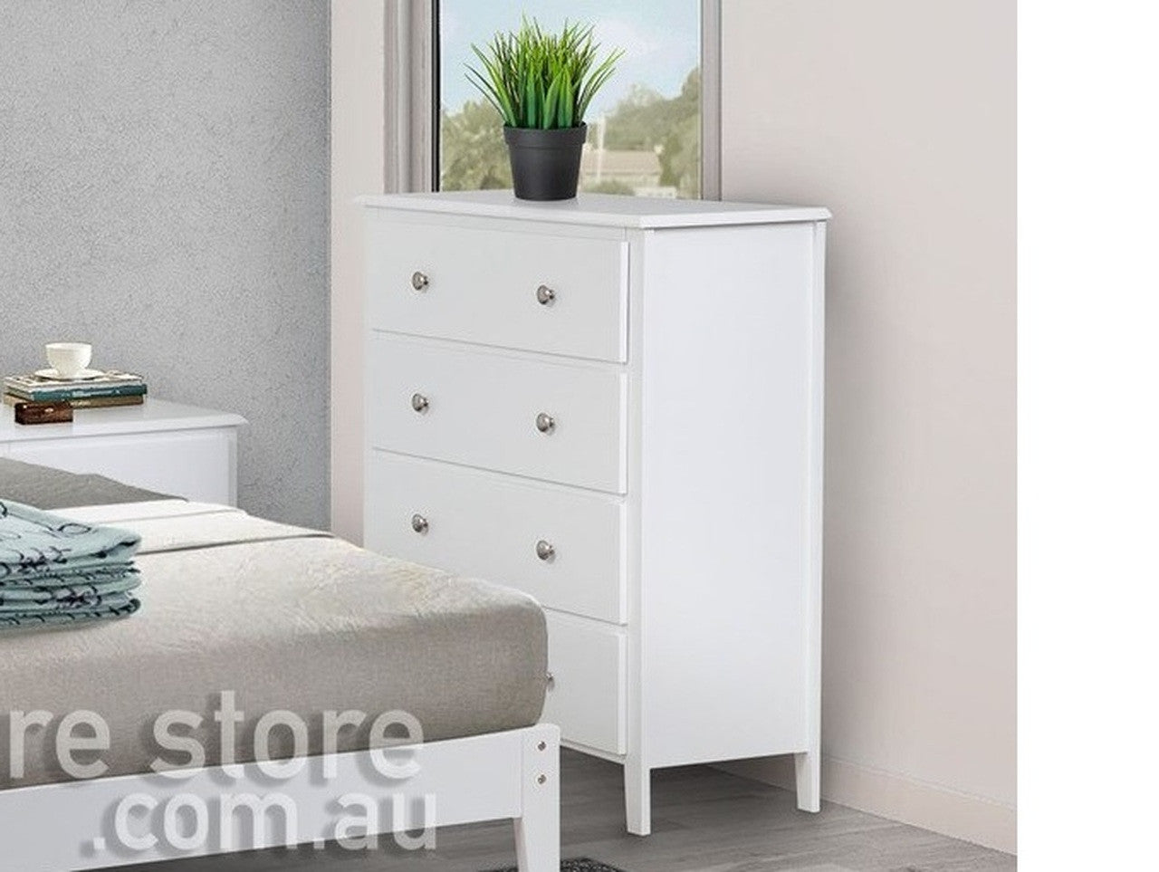 MARTHA (AUSSIE MADE) KING 4 PIECE (TALLBOY) BEDROOM SUITE WITH ARIA CASE GOODS - WHITE
