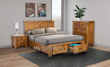 HOUSTON QUEEN 5 PIECE (DRESSER) BEDROOM SUITE WITH 2 UNDER BED DRAWERS - RUSTIC OAK
