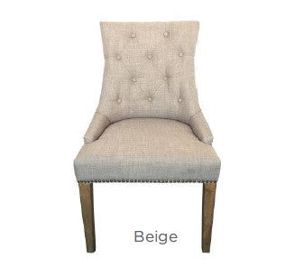 MONTE (V-1619) FABRIC LINEN DINING CHAIR - BEIGE