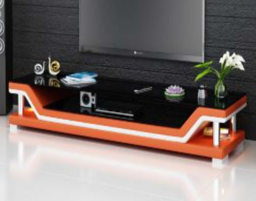VERAPX (TS1003) TV STAND - FULL PVC + 2 TEMPERED GLASS + LIGHT - 420(H) x 1950(W)