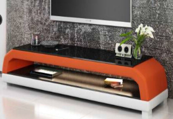 ANGLET (TS1001) TV STAND - FULL PVC + 2 TEMPERED GLASS + LIGHT - 420(H) x 1950(W)