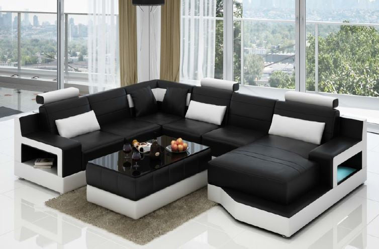 PARISA (L6010) CORNER LOUNGE SUITE + COFFEE TABLE - CHOICE OF LEATHER AND ASSORTED COLOURS AVAILABLE