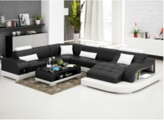 SUNBURY (G8009B) CORNER LOUNGE SUITE + COFFEE TABLE - 100% LEATHER / LEATHERETTE COMBINATION - ASSORTED COLOURS