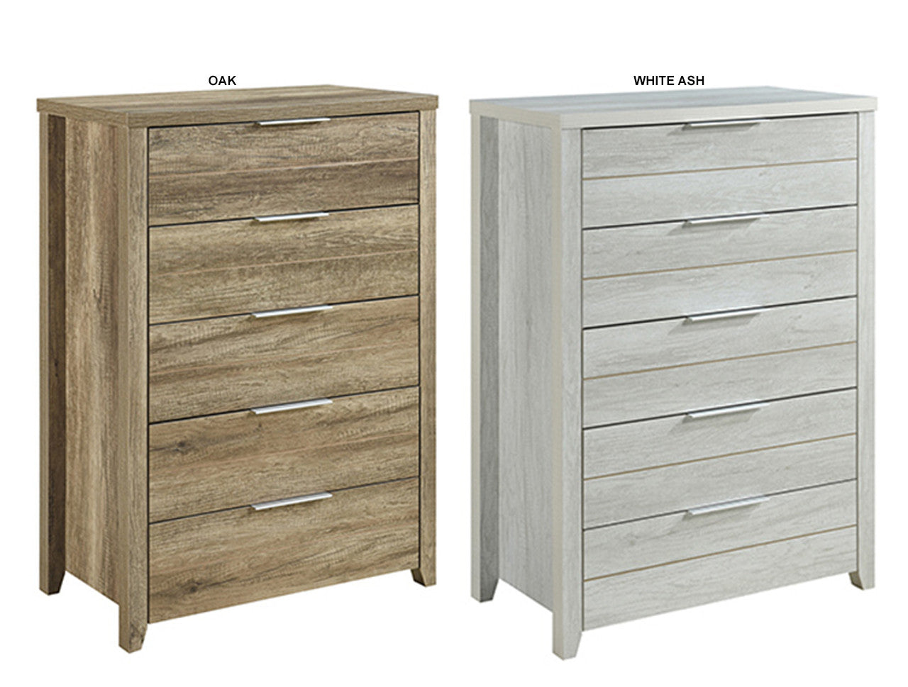 VAUGHAN 5 DRAWER TALLBOY COLLECTION - 1155(H) X 808(W) x 450(D) - ASSORTED COLLECTION