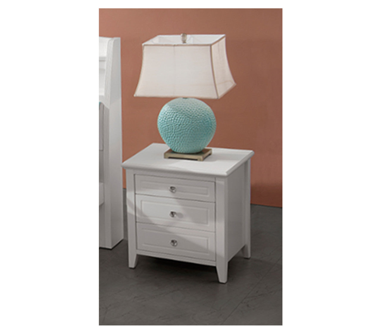 VIOLA 3 DRAWER BEDSIDE TABLE (LS-906-BS) - IVORY WHITE