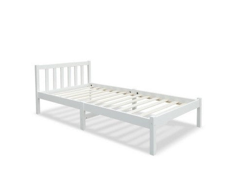 SINGLE CARTER TIMBER BED - WHITE