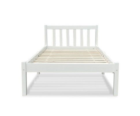 SINGLE CARTER TIMBER BED - WHITE