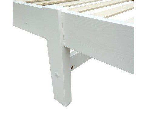 SINGLE CARTER TIMBER BED - WHITE
