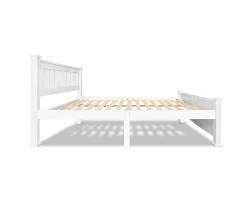 KING SINGLE TANNY TIMBER BED FRAME - WHITE