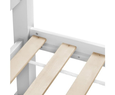 KING SINGLE TANNY TIMBER BED FRAME - WHITE
