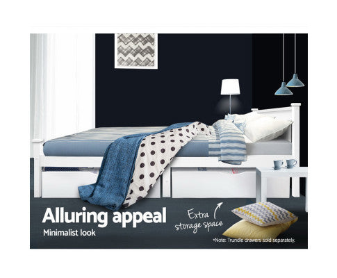 QUEEN LAWRENCE TIMBER BED FRAME - WHITE