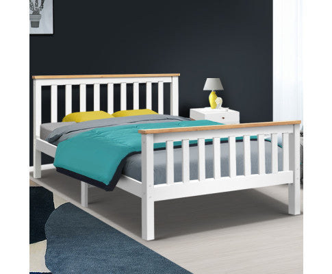 DOUBLE LAWRENCE TIMBER BED FRAME - WHITE (TWO-TONED)
