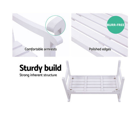 TERRENCE OUTDOOR WOODEN 2 SEATER BENCH WITH ARMREST - WHITE