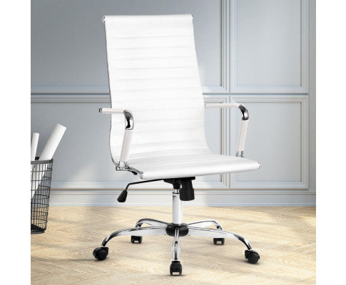 VEGAS LEATHERETTE HIGH BACK EXECUTIVE OFFICE CHAIR - WHITE