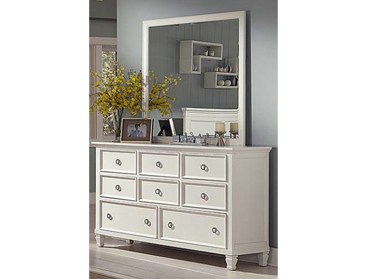 TEMPURA (044) DOUBLE OR QUEEN 5 PIECE (DRESSER) BEDROOM SUITE (MODEL - 20-1-13-1-18-1-3-11) - WHITE